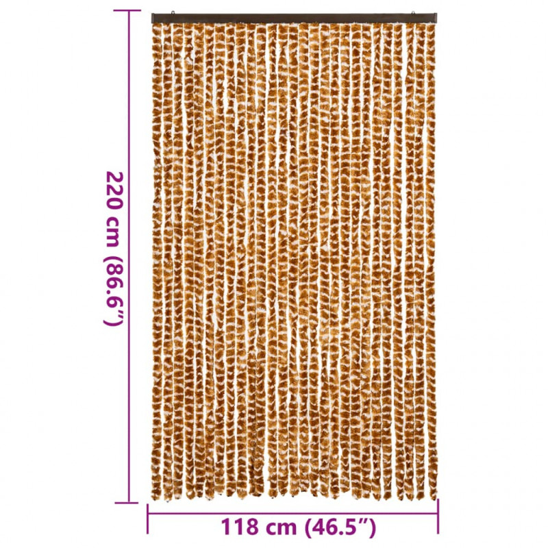 Zasłona przeciwko owadom, ochra i biel, 118x220 cm, szenil