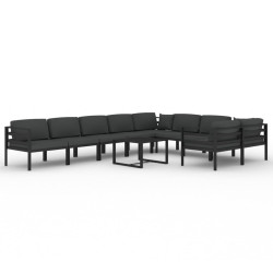 10-cz. zestaw mebli ogrodowych, poduszki, aluminium, antracyt