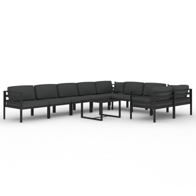 10-cz. zestaw mebli ogrodowych, poduszki, aluminium, antracyt