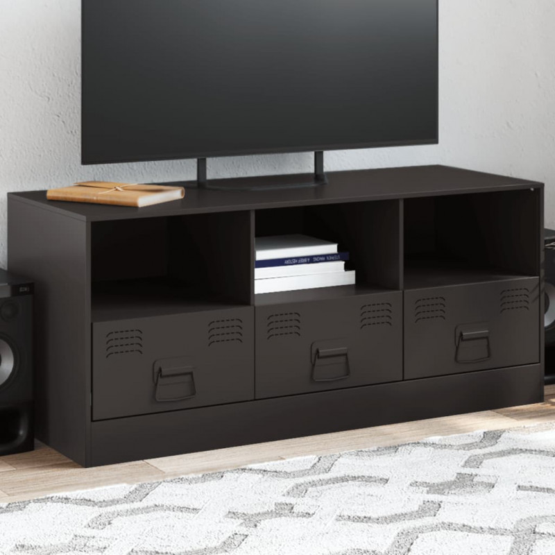 Szafka pod telewizor, czarna, 99x39x44 cm, stalowa