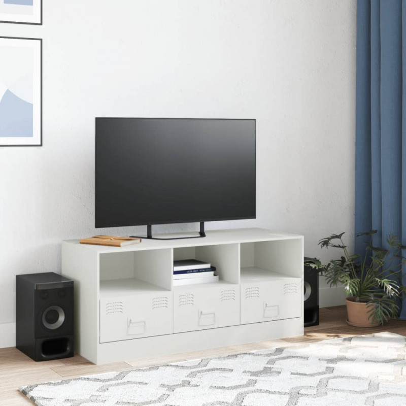 Szafka pod telewizor, biała, 99x39x44 cm, stalowa