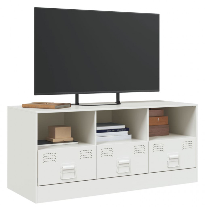 Szafka pod telewizor, biała, 99x39x44 cm, stalowa