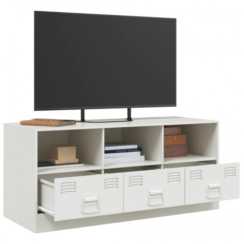 Szafka pod telewizor, biała, 99x39x44 cm, stalowa