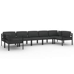 7-cz. zestaw mebli ogrodowych, poduszki, aluminium, antracyt