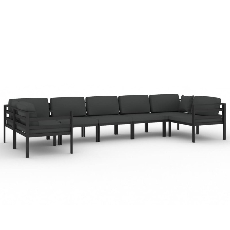 7-cz. zestaw mebli ogrodowych, poduszki, aluminium, antracyt