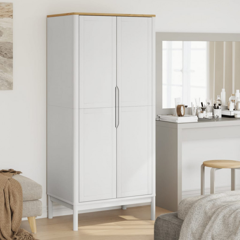Szafa FLORO, biała, 77x53x171 cm, lite drewno sosnowe