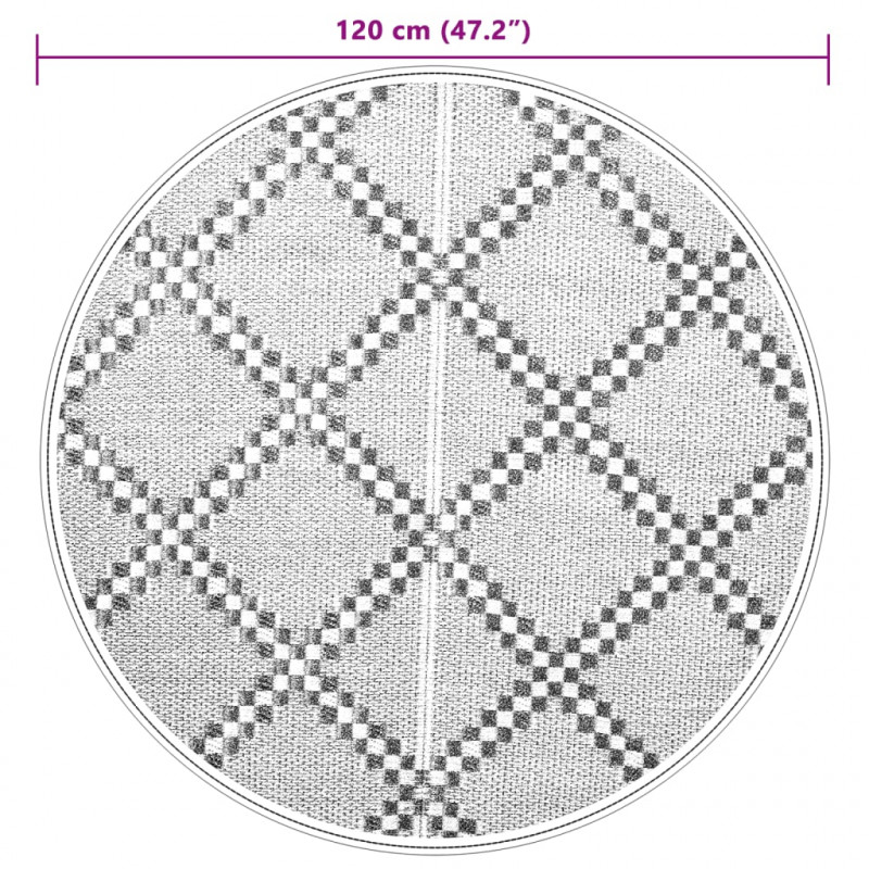 Dywan na zewnątrz, brązowy, Ø120 cm, PP