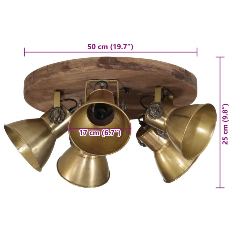 Lampa sufitowa, 25 W, antyczny mosiądz, 50x50x25 cm, E27