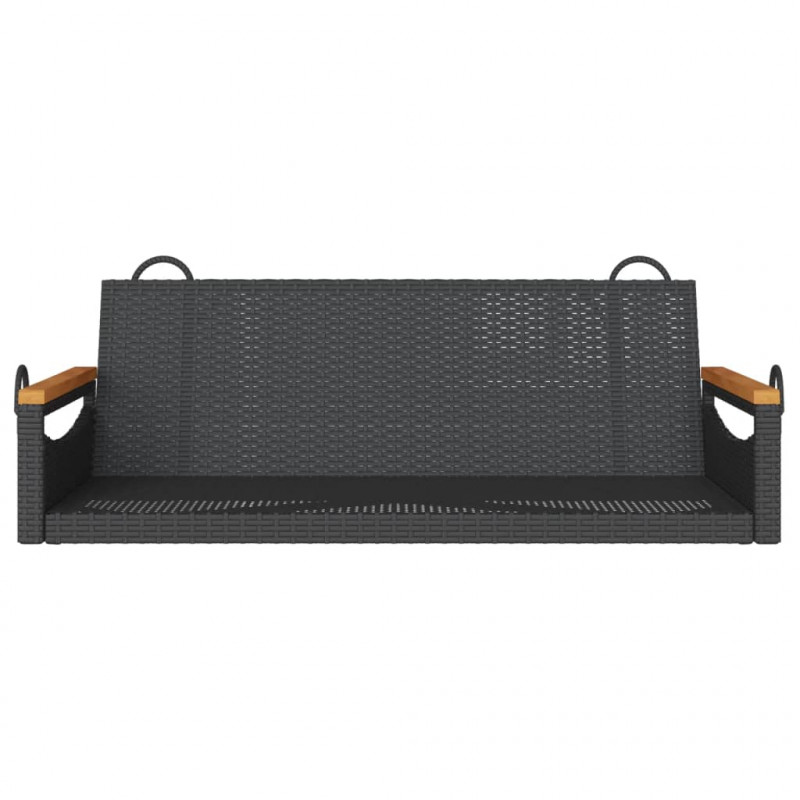 Ławka bujana, czarna, 109x62x40 cm, polirattan