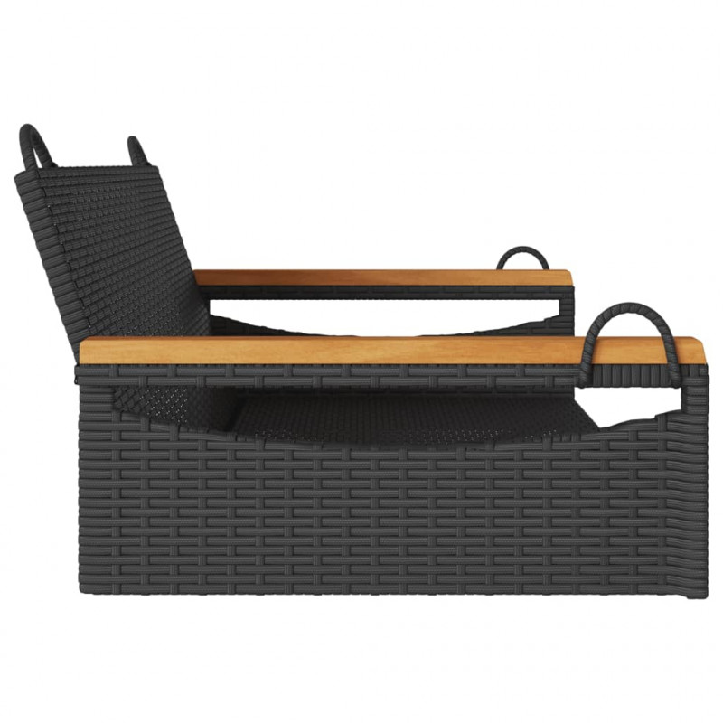 Ławka bujana, czarna, 109x62x40 cm, polirattan