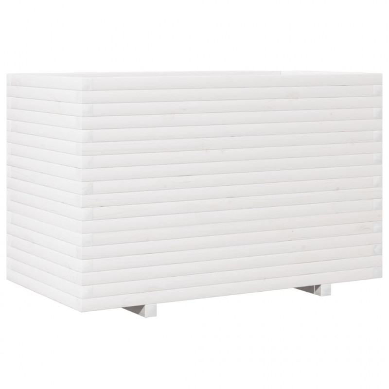 Donica ogrodowa, biała, 110x60x72 cm, lite drewno sosnowe