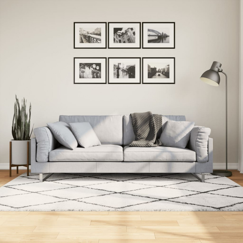 Dywan z długim włosiem PAMPLONA, kremowo-czarny, 140x200 cm