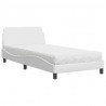 Łóżko z materacem, białe, 100x200 cm, sztuczna skóra