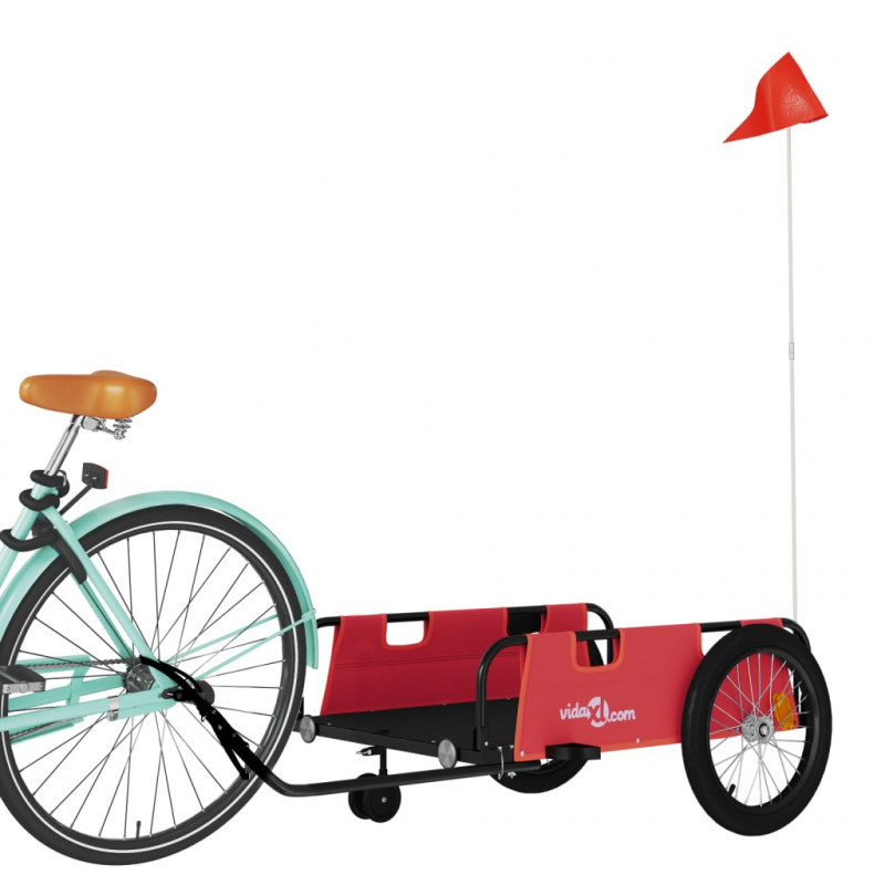 Przyczepka rowerowa, czerwono-czarna, tkanina Oxford i żelazo