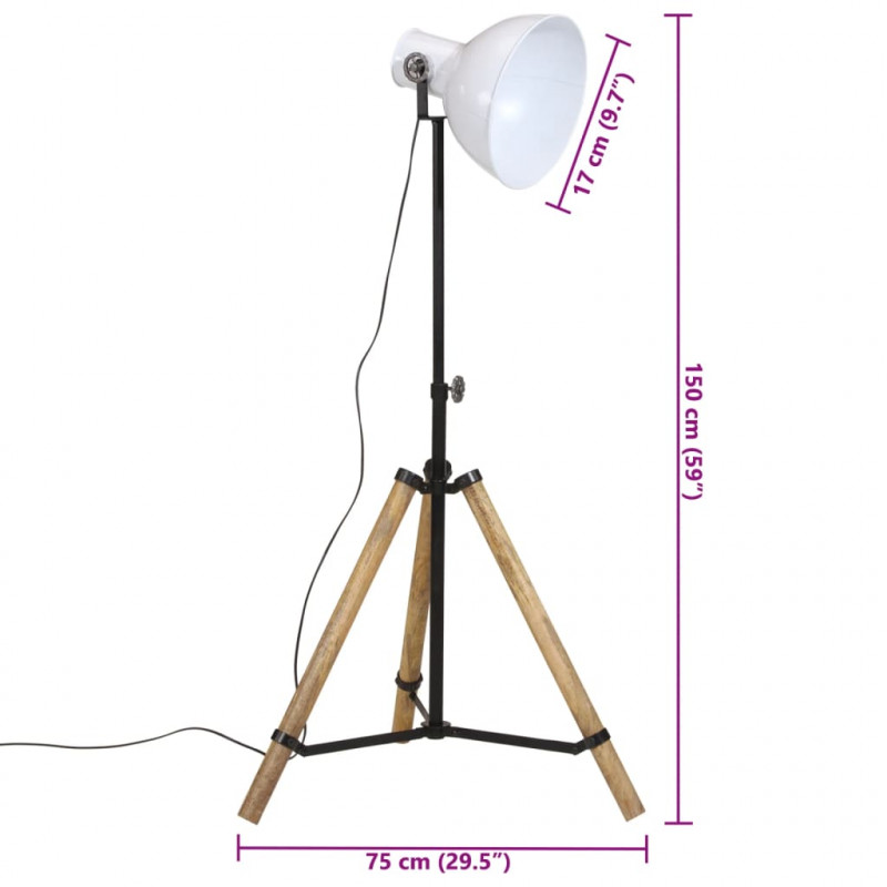 Lampa stojąca, 25 W, biała, 75x75x90-150 cm, E27