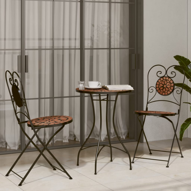 Składane krzesła bistro, 2 szt,. terakota, ceramiczne