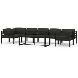 8-cz. zestaw mebli ogrodowych, poduszki, aluminium, antracyt