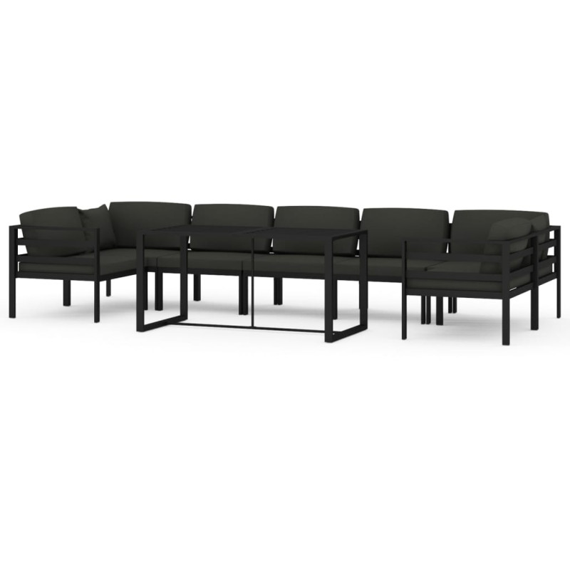 8-cz. zestaw mebli ogrodowych, poduszki, aluminium, antracyt