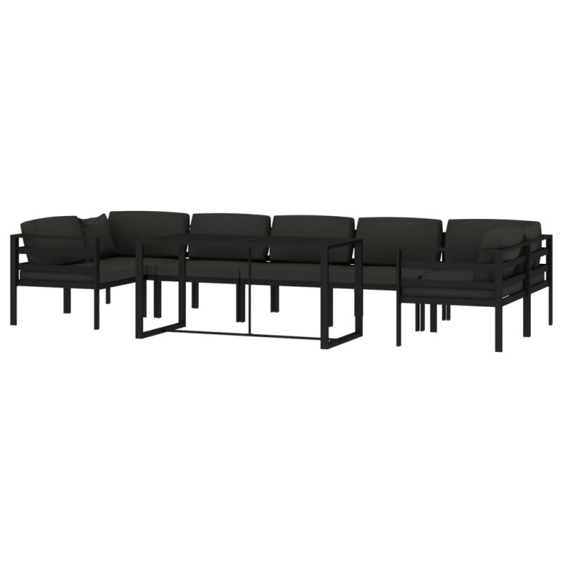 8-cz. zestaw mebli ogrodowych, poduszki, aluminium, antracyt