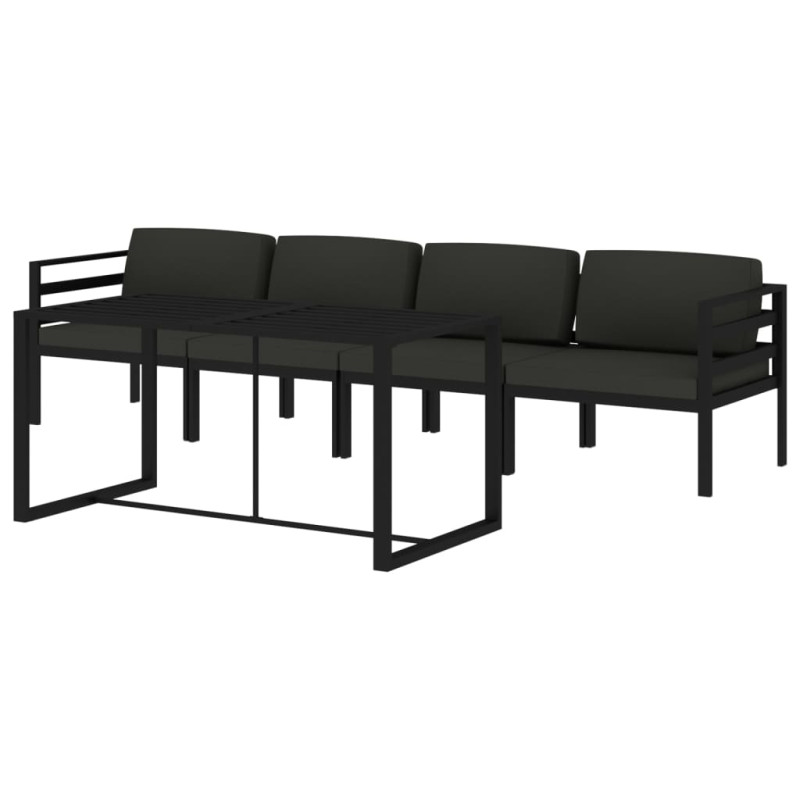 5-cz. zestaw mebli ogrodowych, poduszki, aluminium, antracyt