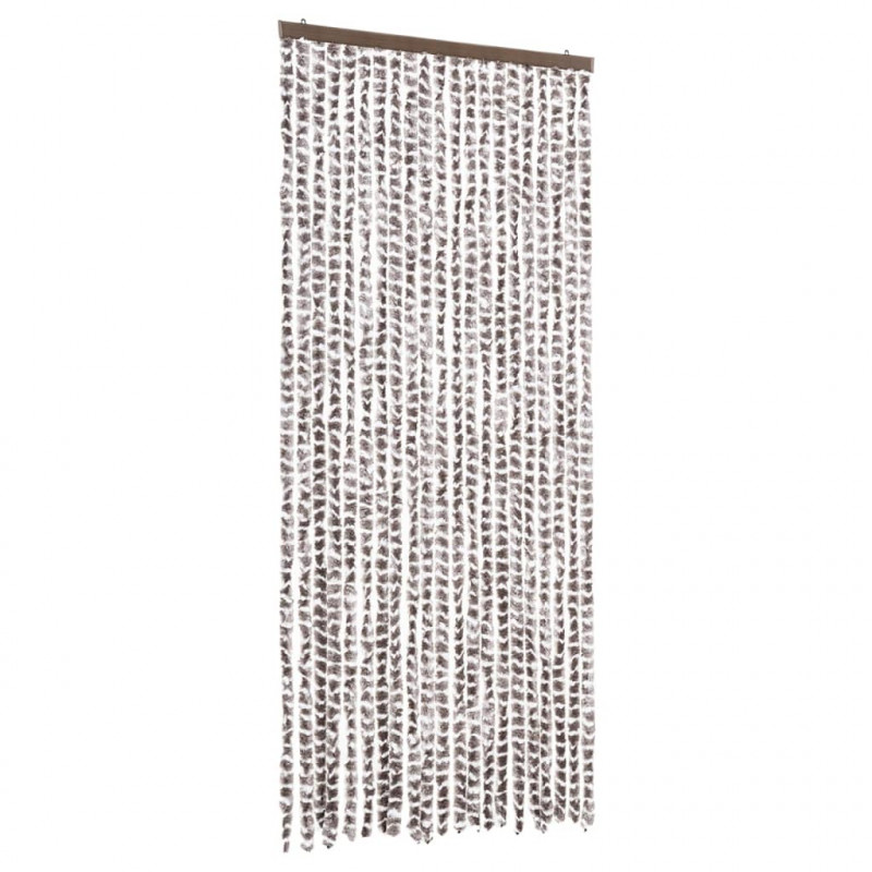 Zasłona przeciwko owadom, kolor taupe i biel, 90x220 cm, szenil