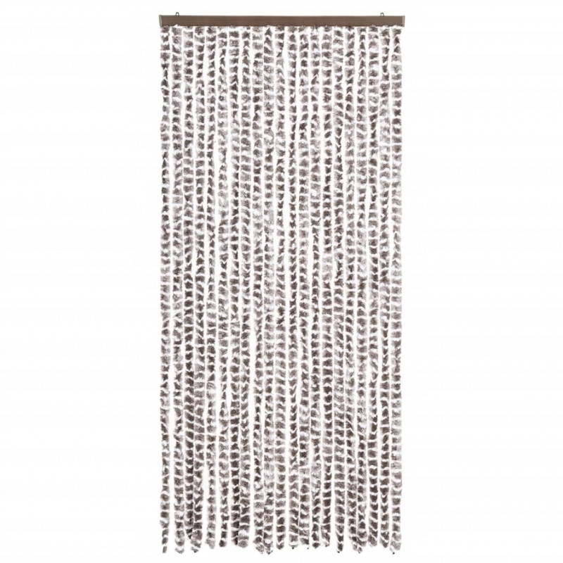 Zasłona przeciwko owadom, kolor taupe i biel, 90x220 cm, szenil