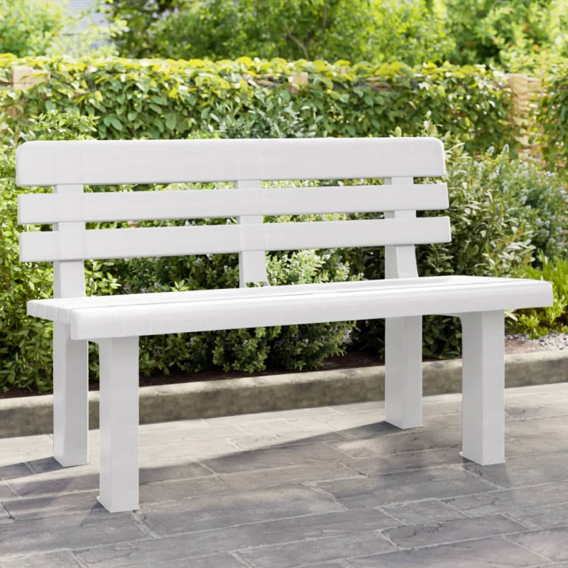 Ławka ogrodowa, biała, 110x52x71 cm, polipropylen