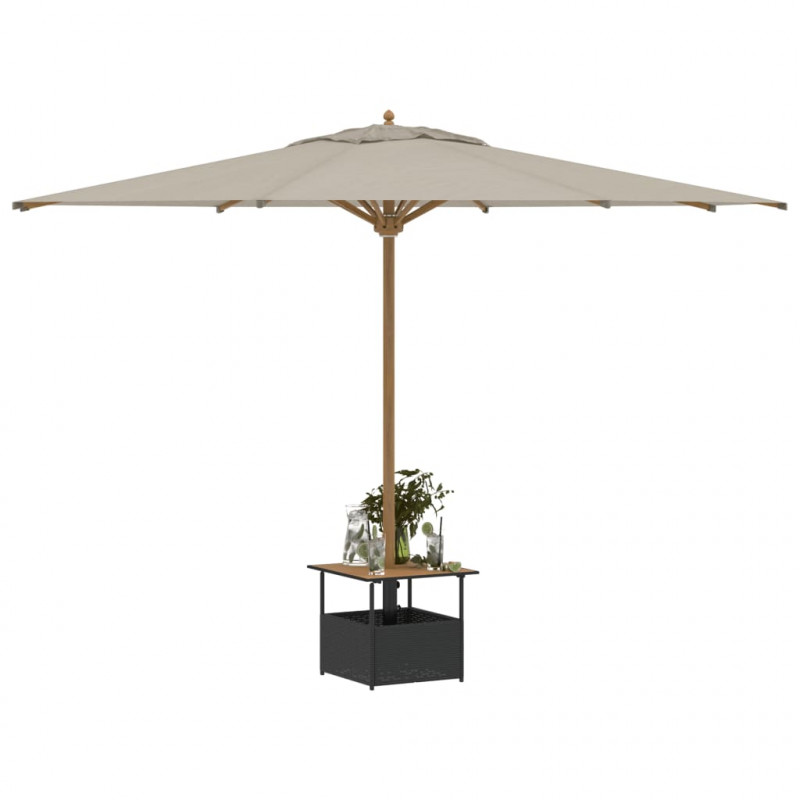 Stolik ogrodowy z otworem na parasol, czarny, 55x55x46,5 cm