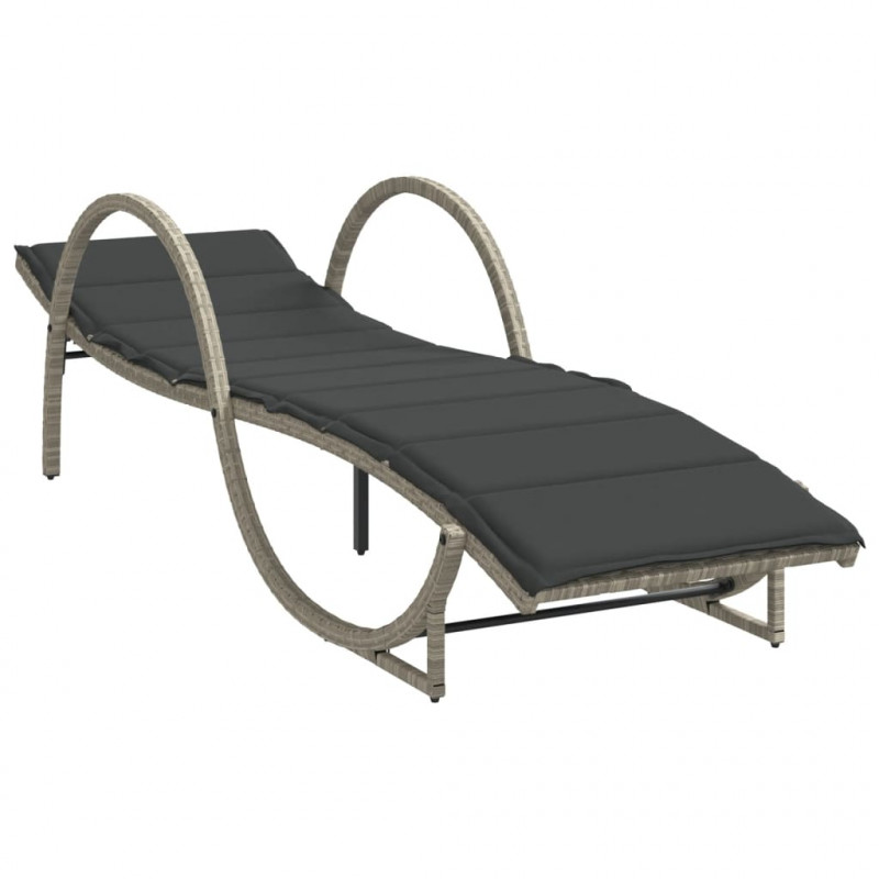 Leżaki z poduszkami, 2 szt., jasnoszare, polirattan