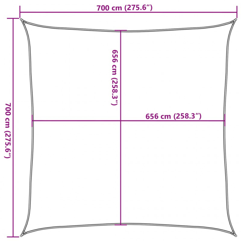 Żagiel przeciwsłoneczny, piaskowy, 7x7 m, 100% poliester