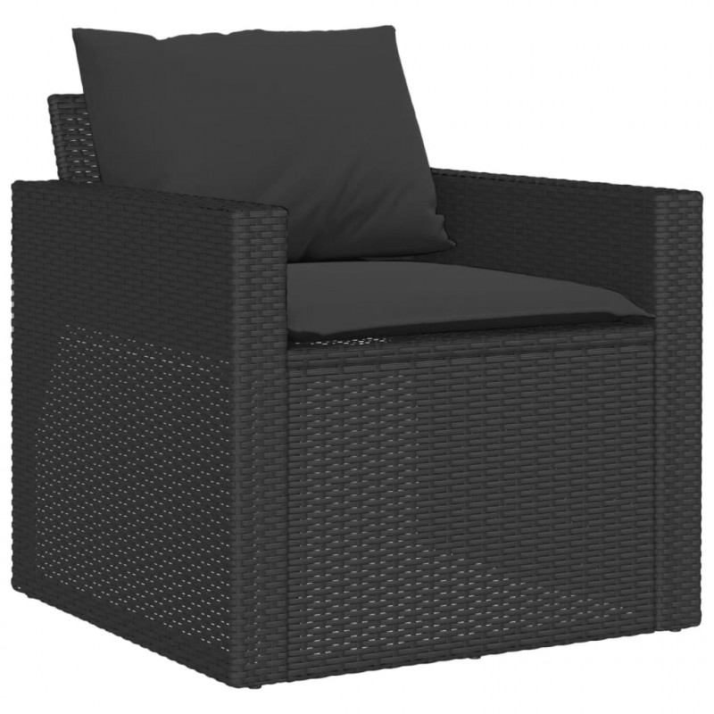 6-cz. zestaw mebli ogrodowych z poduszkami, czarny polirattan