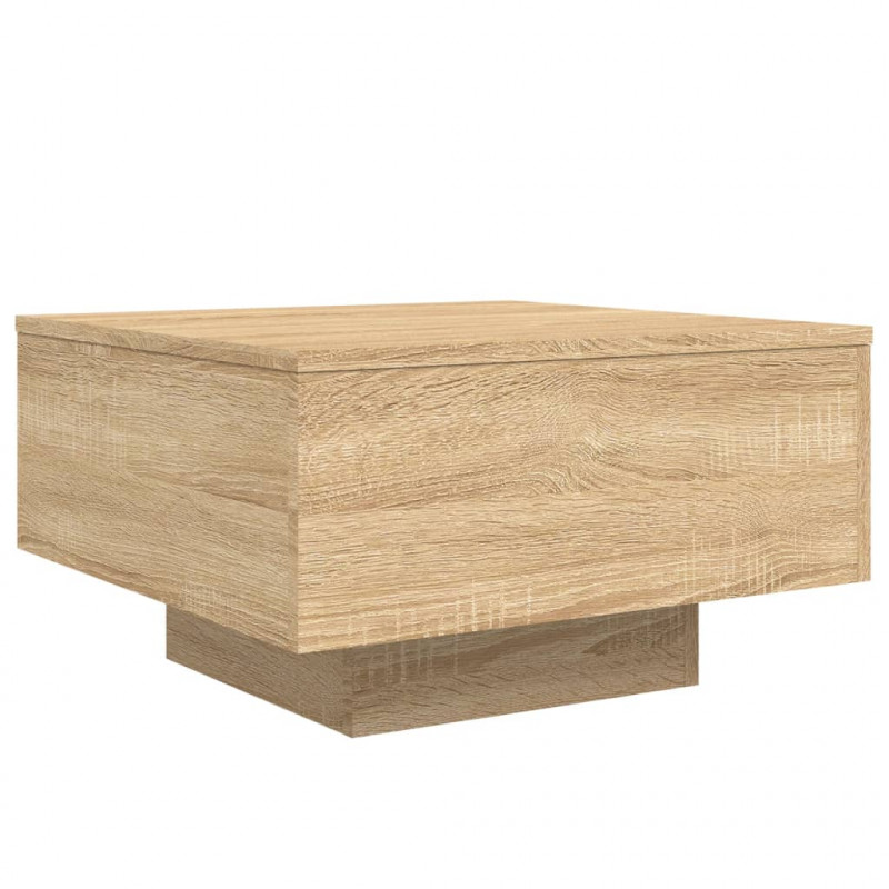 Stolik kawowy z podświetleniem LED, dąb sonoma, 55x55x31 cm