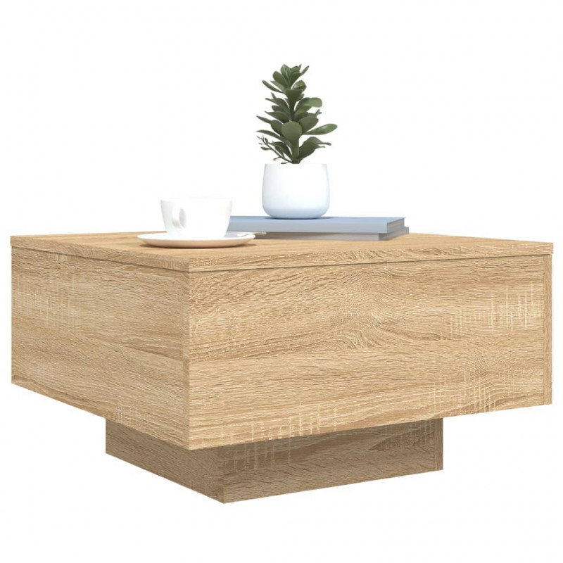 Stolik kawowy z podświetleniem LED, dąb sonoma, 55x55x31 cm