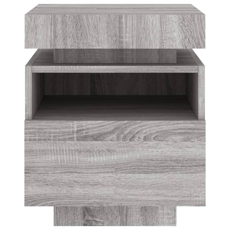 Szafka nocna z LED, szary dąb sonoma, 40x39x48,5 cm