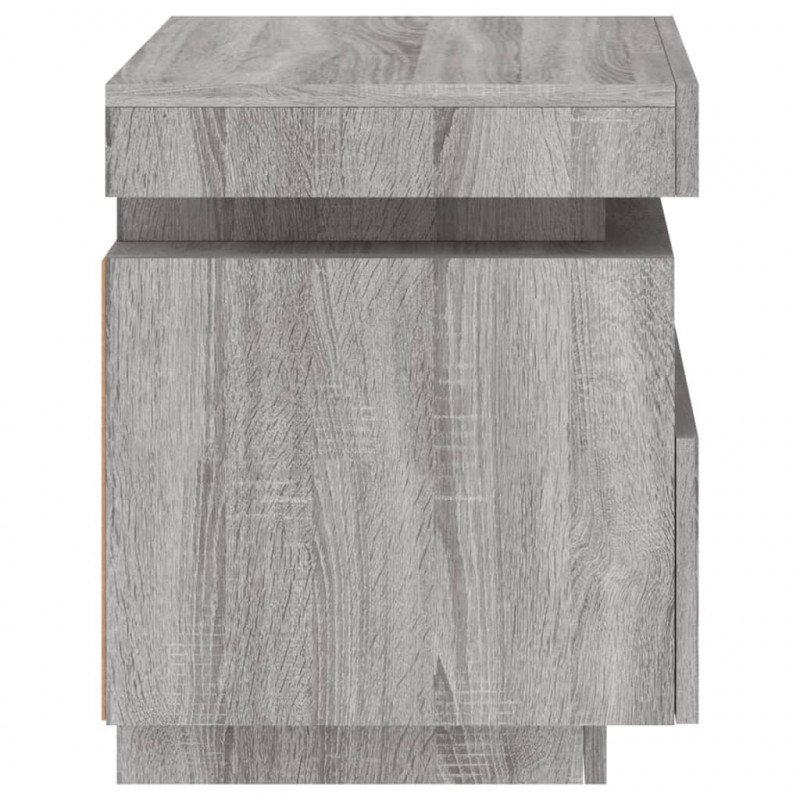 Szafka nocna z LED, szary dąb sonoma, 40x39x48,5 cm