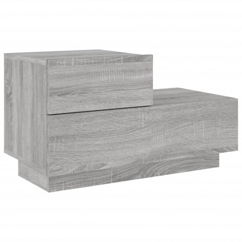 Szafka nocna z LED, szary dąb sonoma, 70x36x40,5 cm