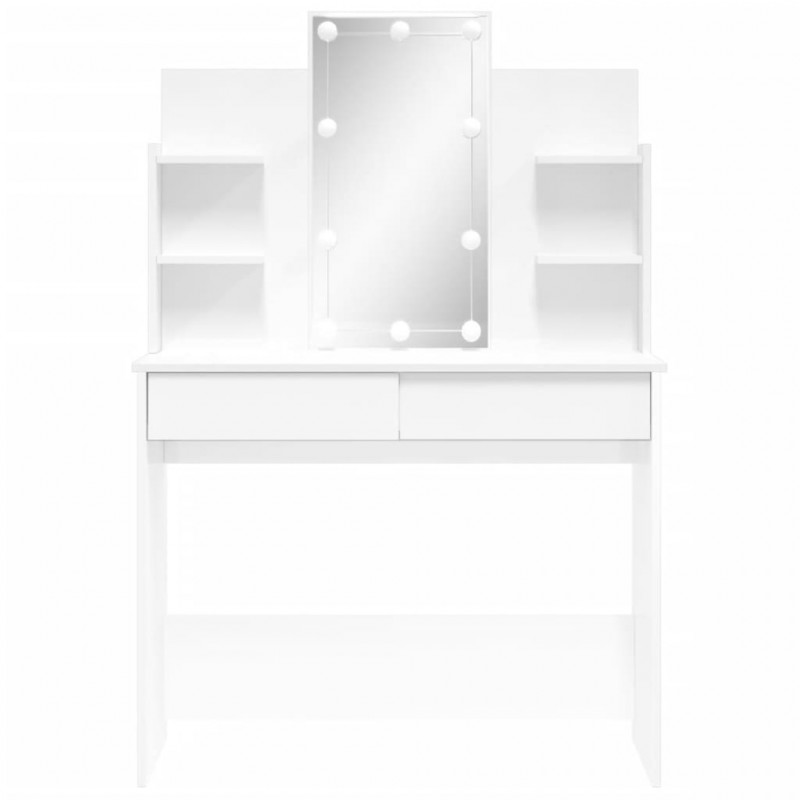 Toaletka z oświetleniem LED, biała z połyskiem, 96x40x142 cm