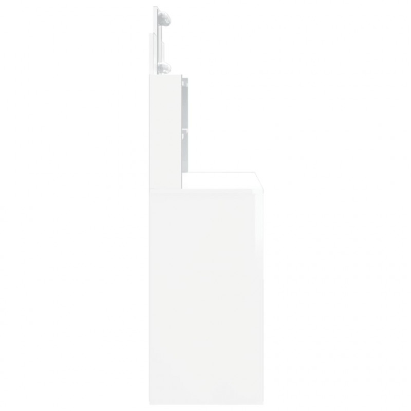 Toaletka z oświetleniem LED, biała z połyskiem, 96x40x142 cm