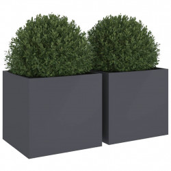 Donice, 2 szt., antracytowe, 49x47x46 cm, stal