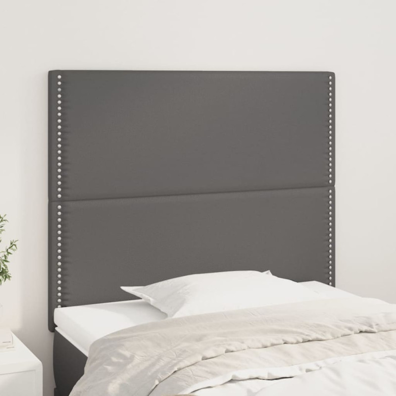 Zagłówki do łóżka, 2 szt, szare, 100x5x78/88cm sztuczna skóra