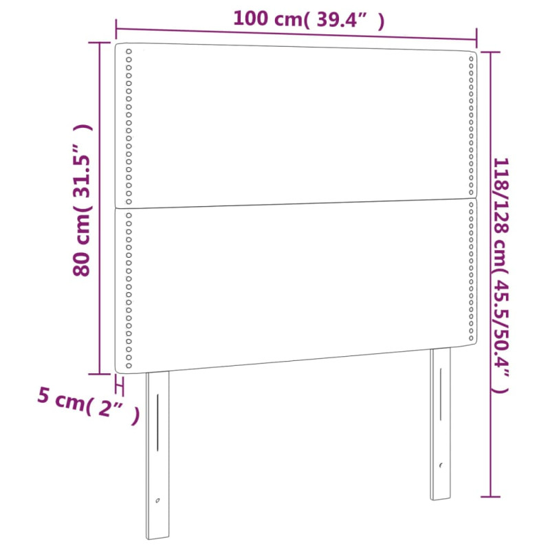 Zagłówki do łóżka, 2 szt, szare, 100x5x78/88cm sztuczna skóra
