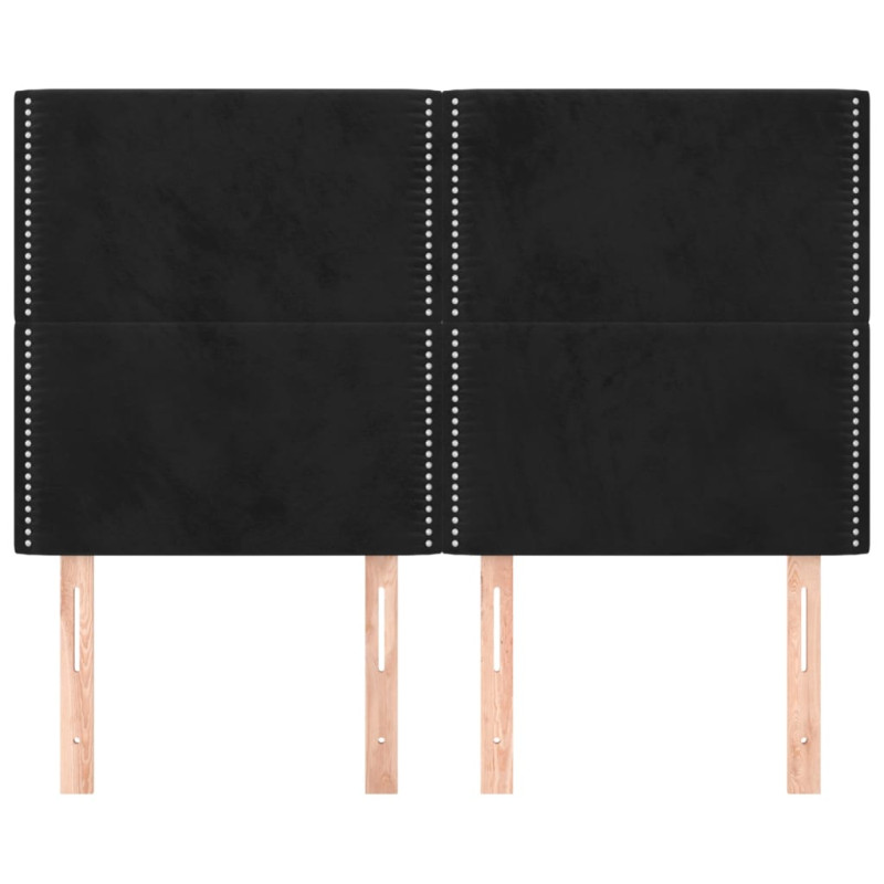 Zagłówki do łóżka, 4 szt., czarne, 72x5x78/88 cm, aksamit