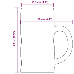 Kufle do piwa ze szklanym uchwytem, 6 szt., 1000 ml