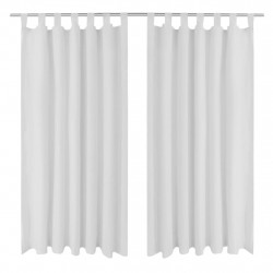 130361 2 sztuki białych zasłon z mikro satyny z otworami 140 x 245 cm