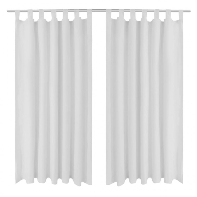 130361 2 sztuki białych zasłon z mikro satyny z otworami 140 x 245 cm