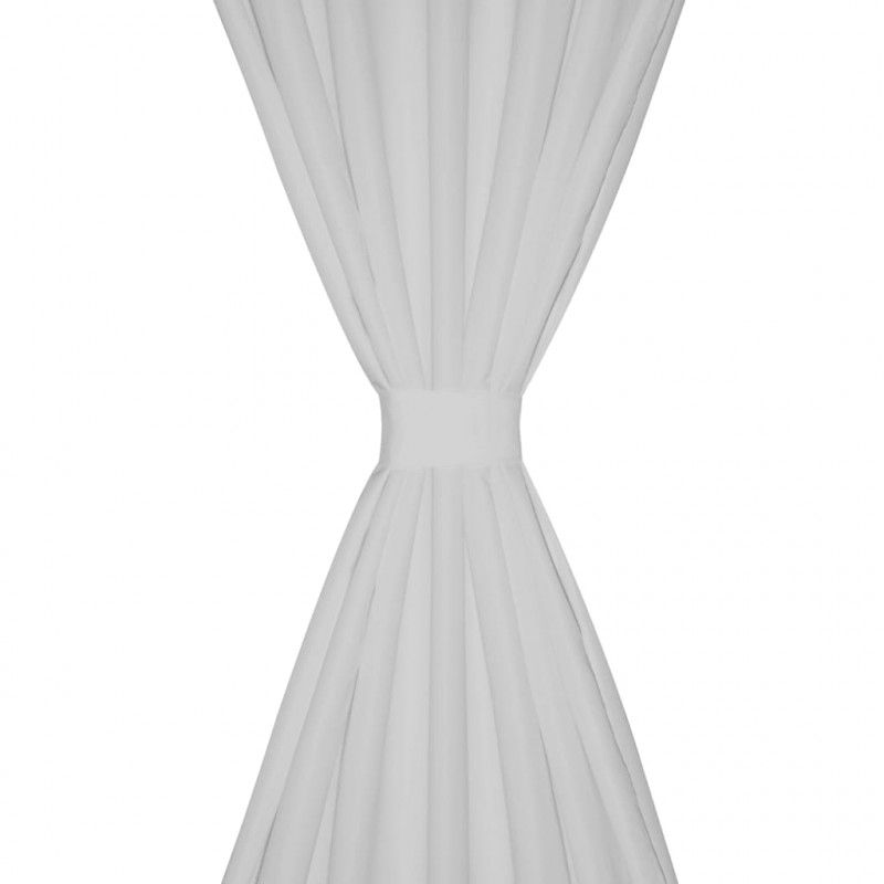 130361 2 sztuki białych zasłon z mikro satyny z otworami 140 x 245 cm