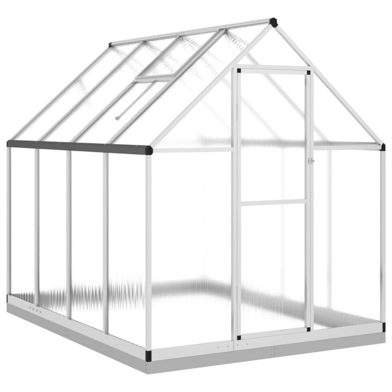 Szklarnia z ramą podstawy, srebrna, 224x169x202 cm, aluminium