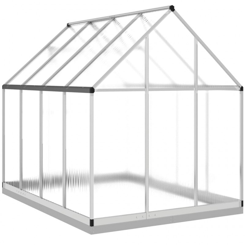 Szklarnia z ramą podstawy, srebrna, 224x169x202 cm, aluminium