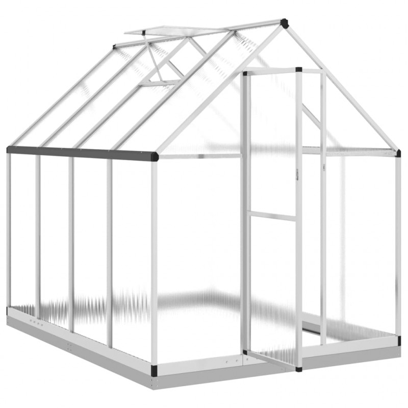 Szklarnia z ramą podstawy, srebrna, 224x169x202 cm, aluminium