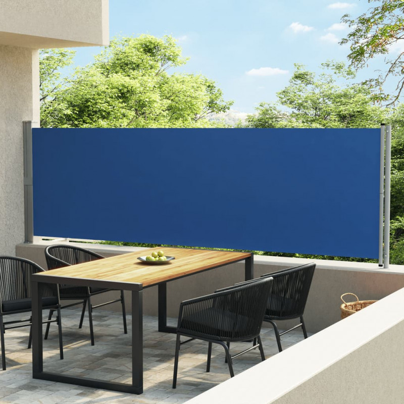 Wysuwana markiza boczna na taras, 140x600 cm, niebieska